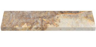 Leathered natural stone wall cap and coping with a straight edge in Browny