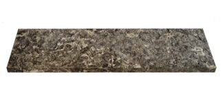 Leathered natural stone wall cap and coping with a straight edge in Oyster Gray