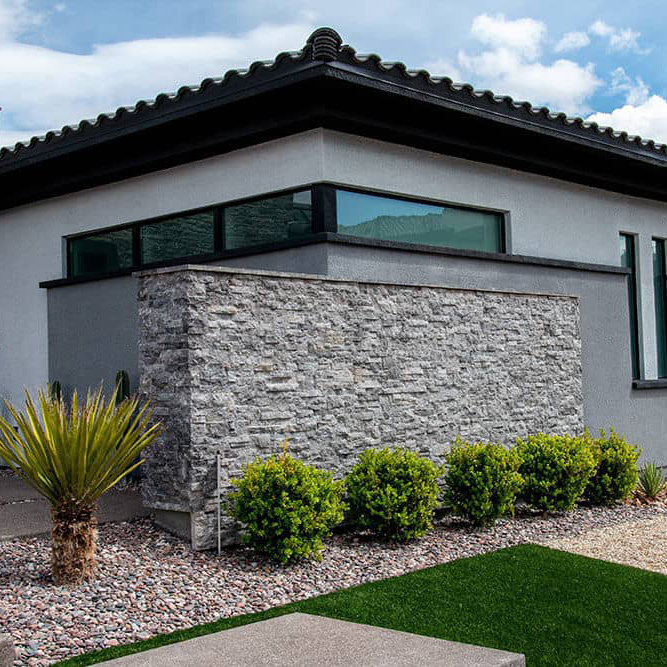 Modern stone veneer wall installation