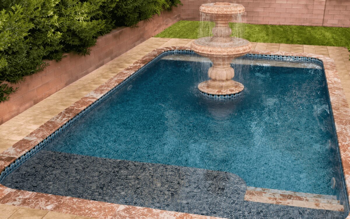 Natural stone pool and landscape project