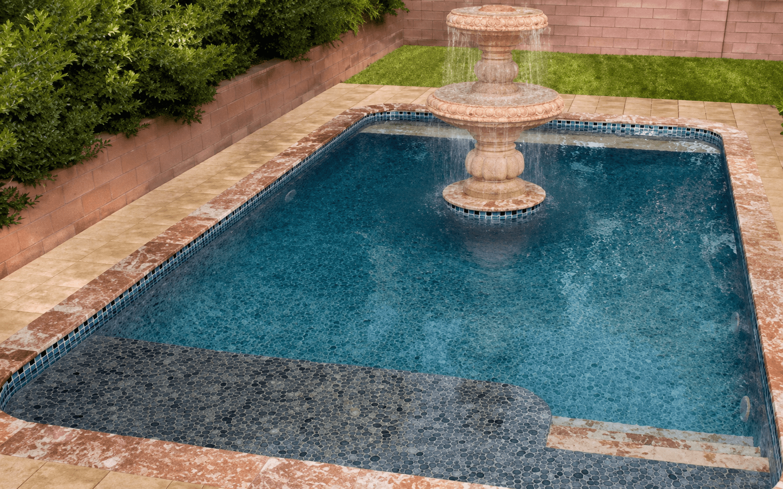 Natural stone pool and landscape project