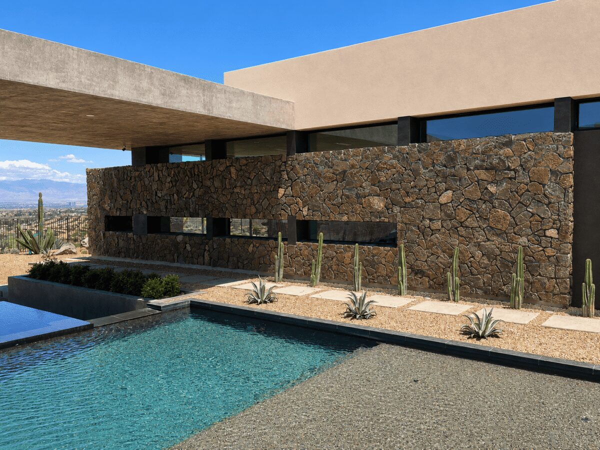 Natural stone pool and landscape project