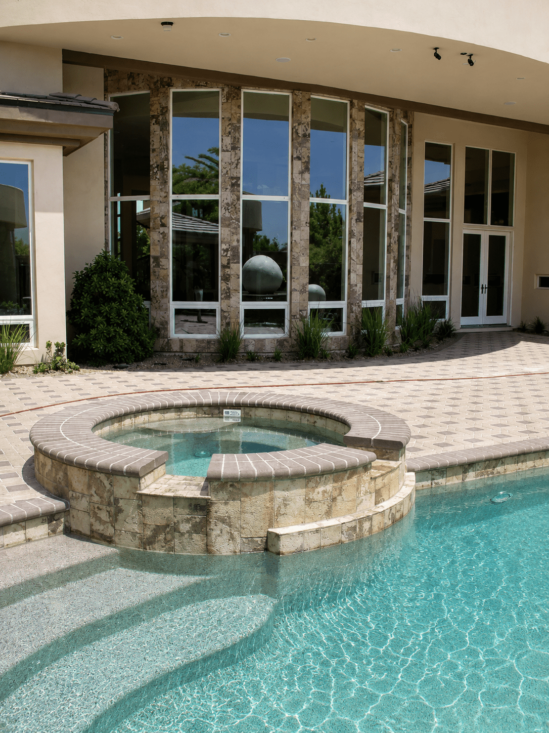 Natural stone pool and landscape project