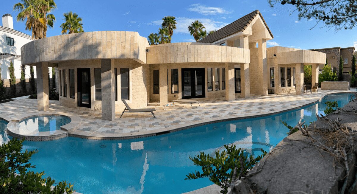 Natural stone pool and landscape project