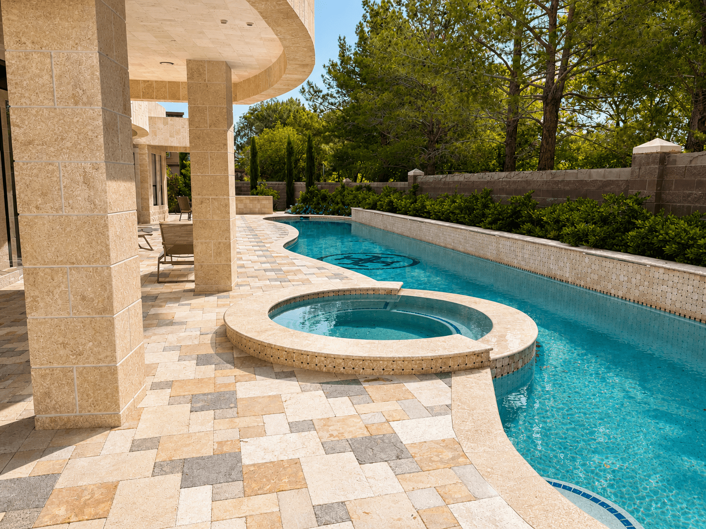 Natural stone pool and landscape project