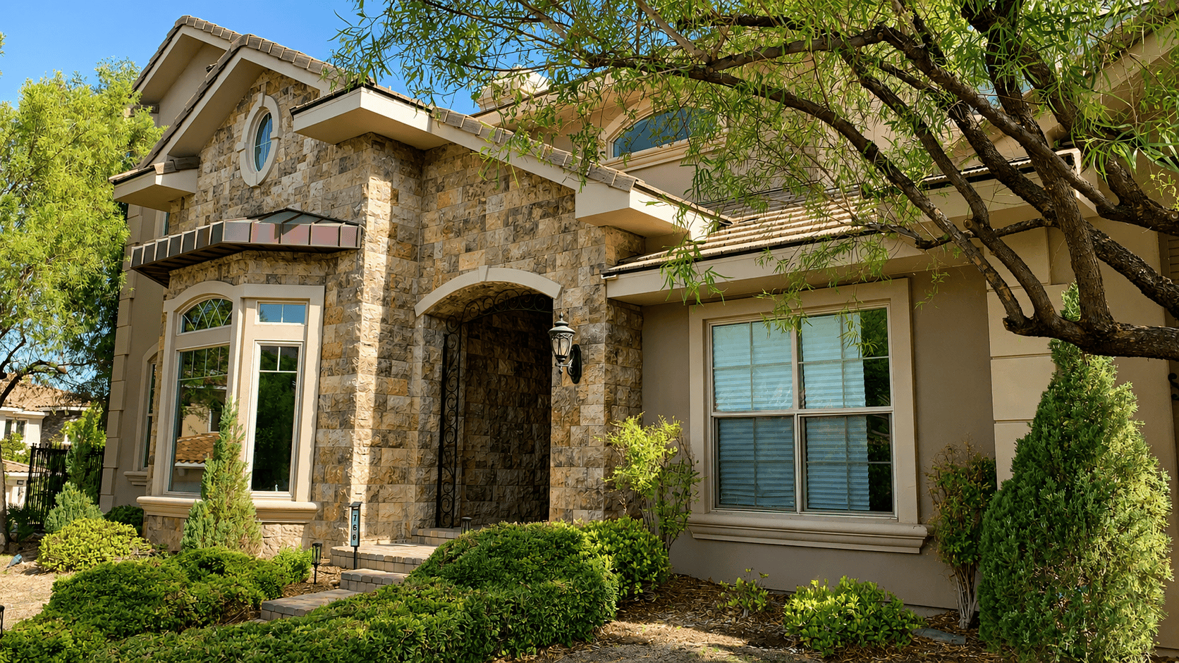 Natural stone veneer home exterior in Las Vegas