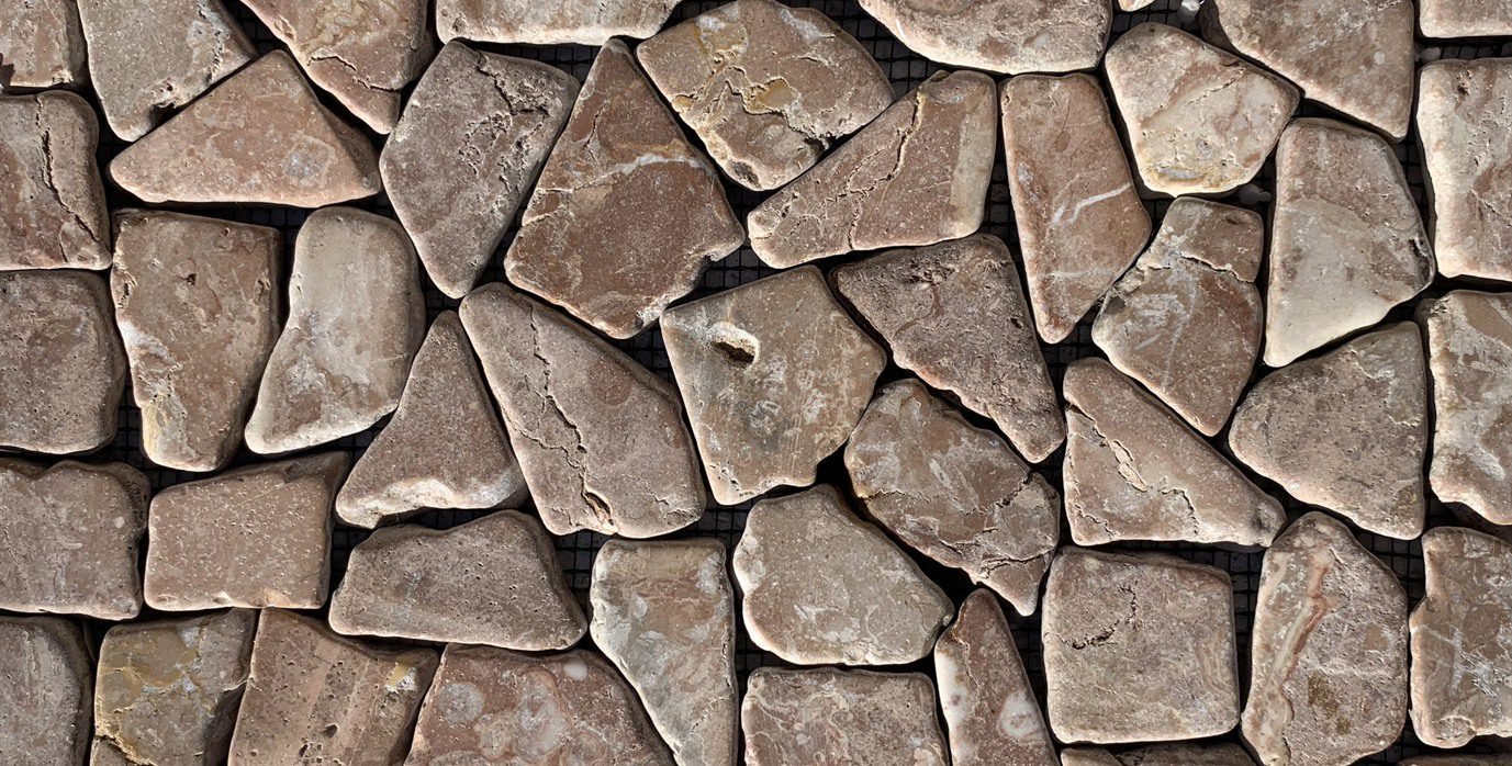 Natural stone mosaic for landscaping and pools in Creamy Chocolate
