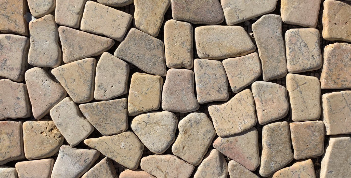 Natural stone mosaic for landscaping and pools in Creamy Peach