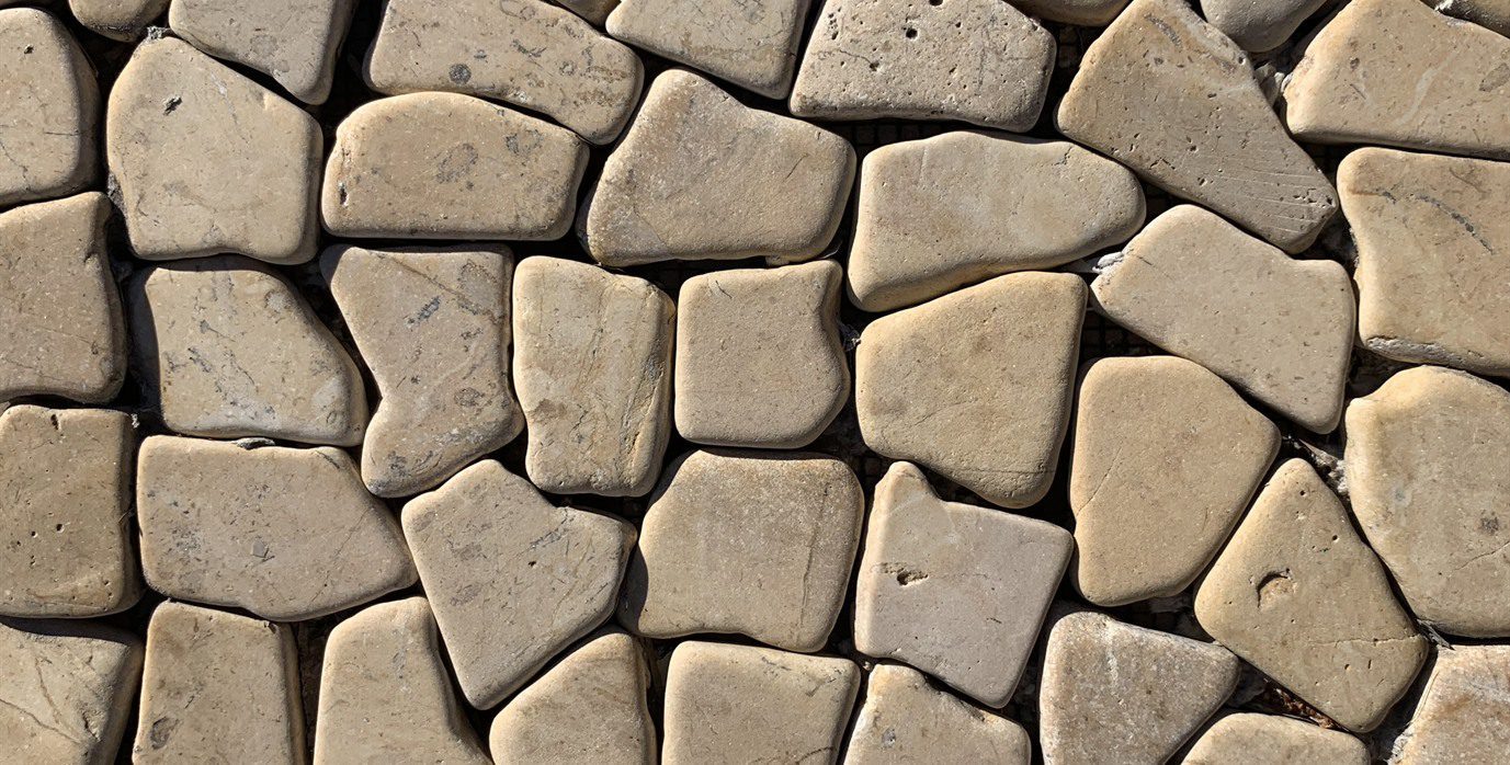 Natural stone mosaic for landscaping and pools in Sand Beige