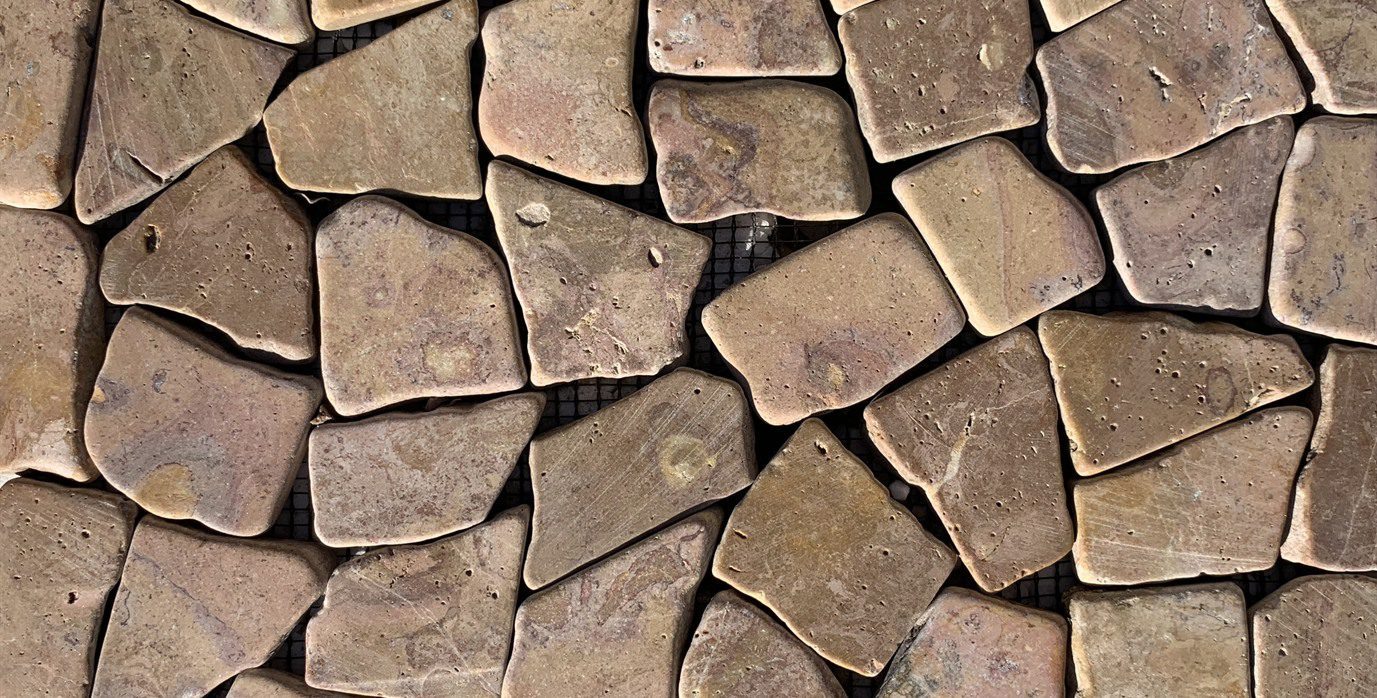 Natural stone mosaic for landscaping and pools in Sierra Passion